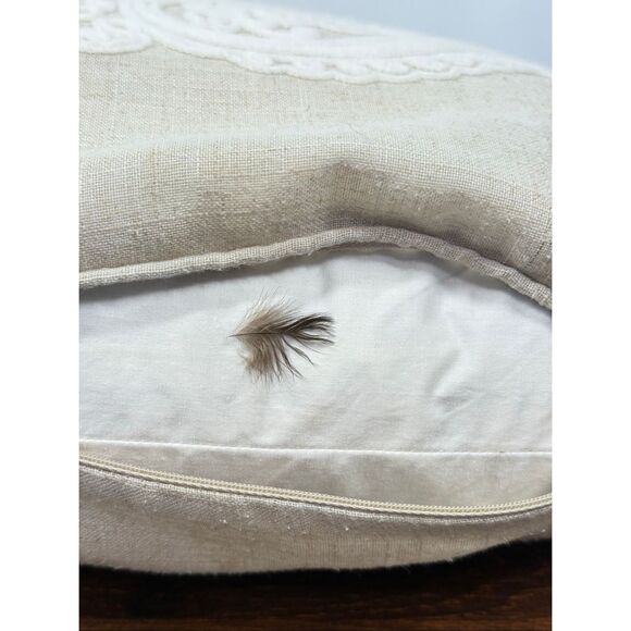 Bella Lux Fine Linens embroidered feather rectangle pillow 14x23' - Picture 3 of 7